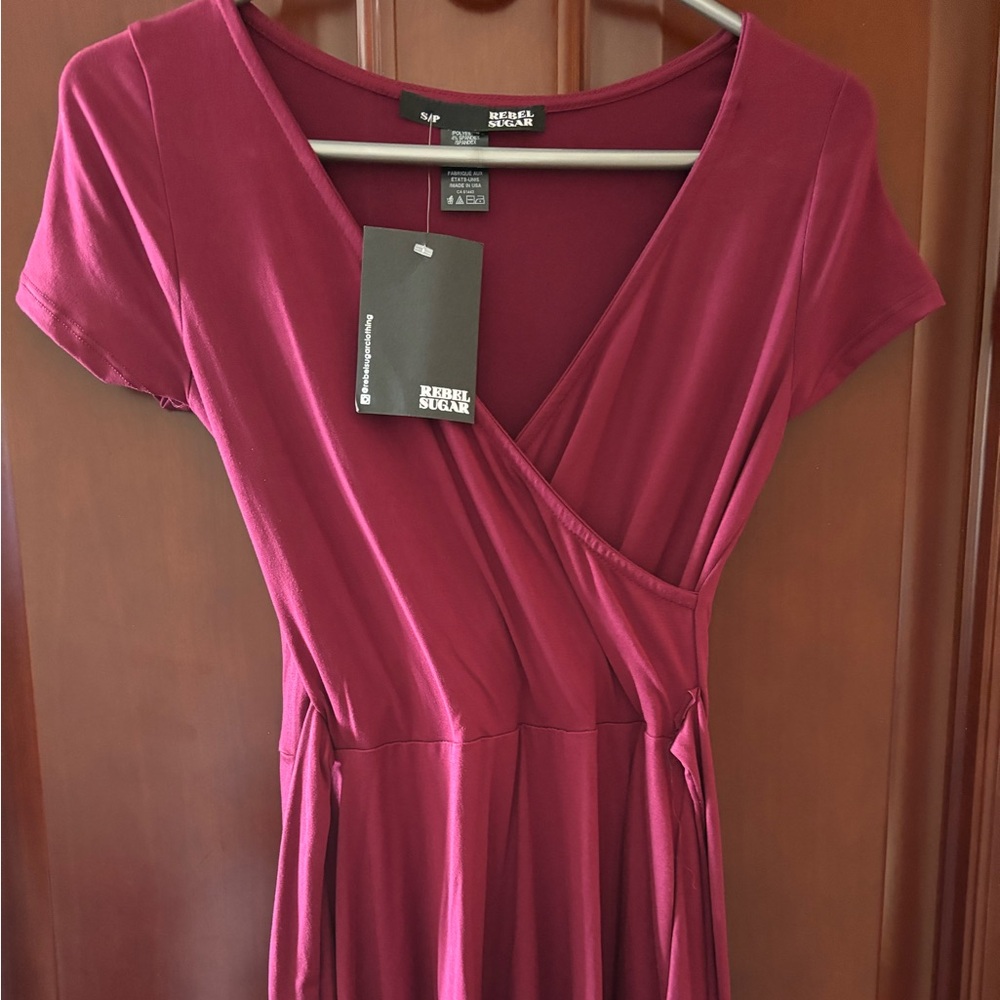 Rebel Sugar Burgundy Midi Wrap Dress